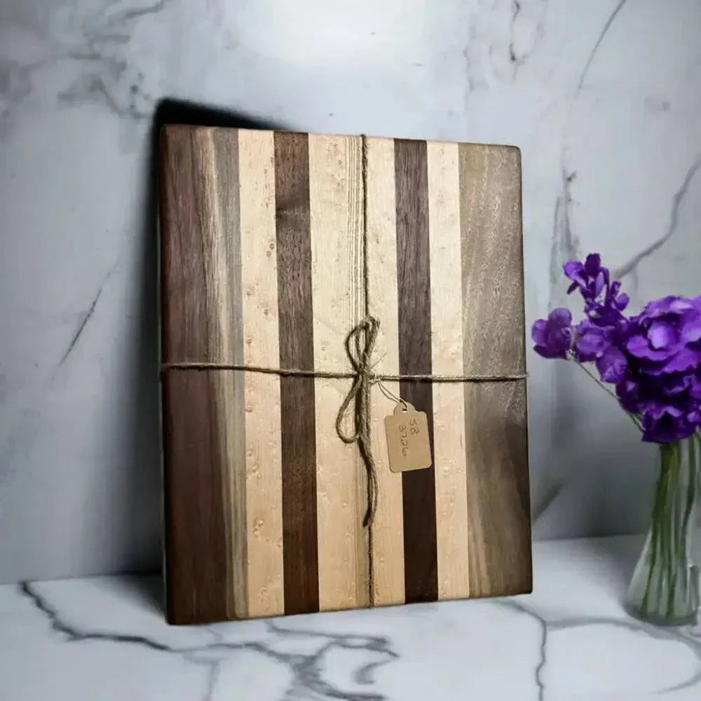 Handcrafted black walnut and birdseye maple cutting board, eco-friendly, 10"x13"x0.875".