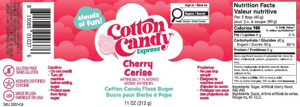 Cotton Candy Express Floss Sugar Variety Pack with 3 - 11oz Plastic Jars of Cherry, Blue Raspberry & Grape Flossing Sugars Plus 50 Paper Cotton Candy Cones