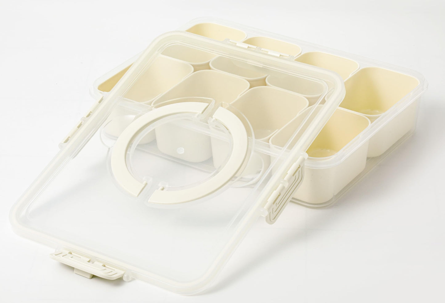 Divided Serving Tray for Candy, Condiment, Fruits and Nuts - Dishwasher Safe Snackle Box Container with Lid - Portable Charcuterie Board for Parties, Picnics, Travel and On-the-Go Snacking (6 Cups)