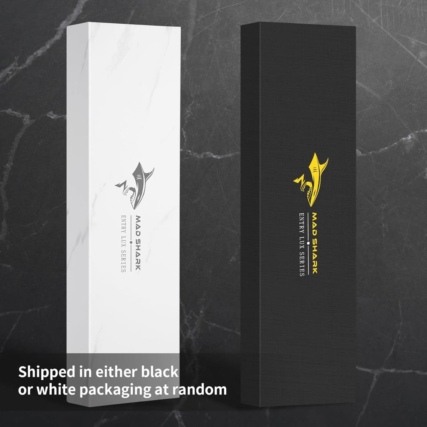 MAD SHARK 8 Inch Santoku Knife - Ultra Sharp Japanese Kitchen Knife, High Carbon German Steel, Ergonomic Handle - Ideal for Slicing, Dicing & Chopping - Unique Gift for Chefs, Men & Women (White)