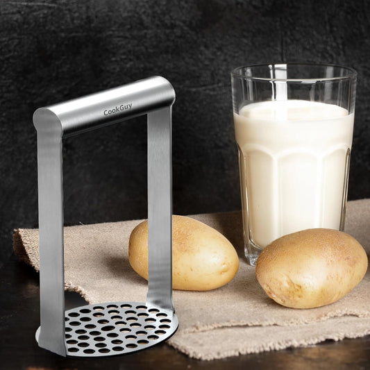Cook Guy Heavy Duty Potato Masher – Premium Stainless Steel Food Masher for Potatoes, Avocados, Beans & Vegetables – Versatile Kitchen Tool with Ergonomic Horizontal Handle – Dishwasher Safe