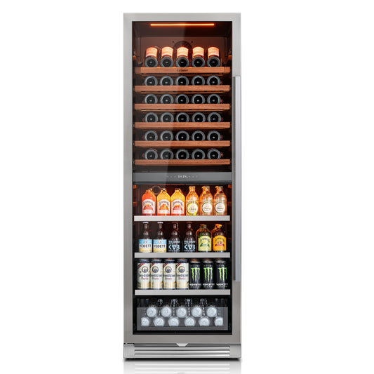 Ca'Lefort 24 Inch Wine Fridge, Dual Zone 90 Bottle Wine Cooler Refrigerator, 40-65°F Refrigerator with Glass Door, 3 LED Built-in/Freestanding Fridge for Bar/Kitchen/Resterant (Left-Hinged)
