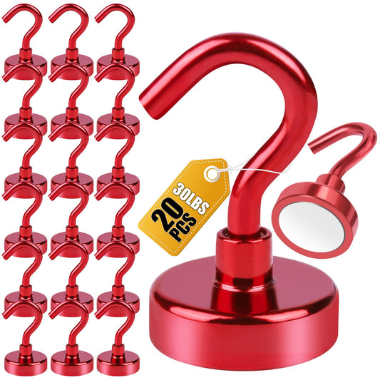 DIYMAG Magnetic Hooks, 30lbs+ Magnet Hook 2025 Cruise Cabin Ship Essentials Heavy Duty Strong Magnets Refrigerator Fridge Hanging for Classroom Beach Vacation Kitchen Grills Home 20 Pack (Silver)