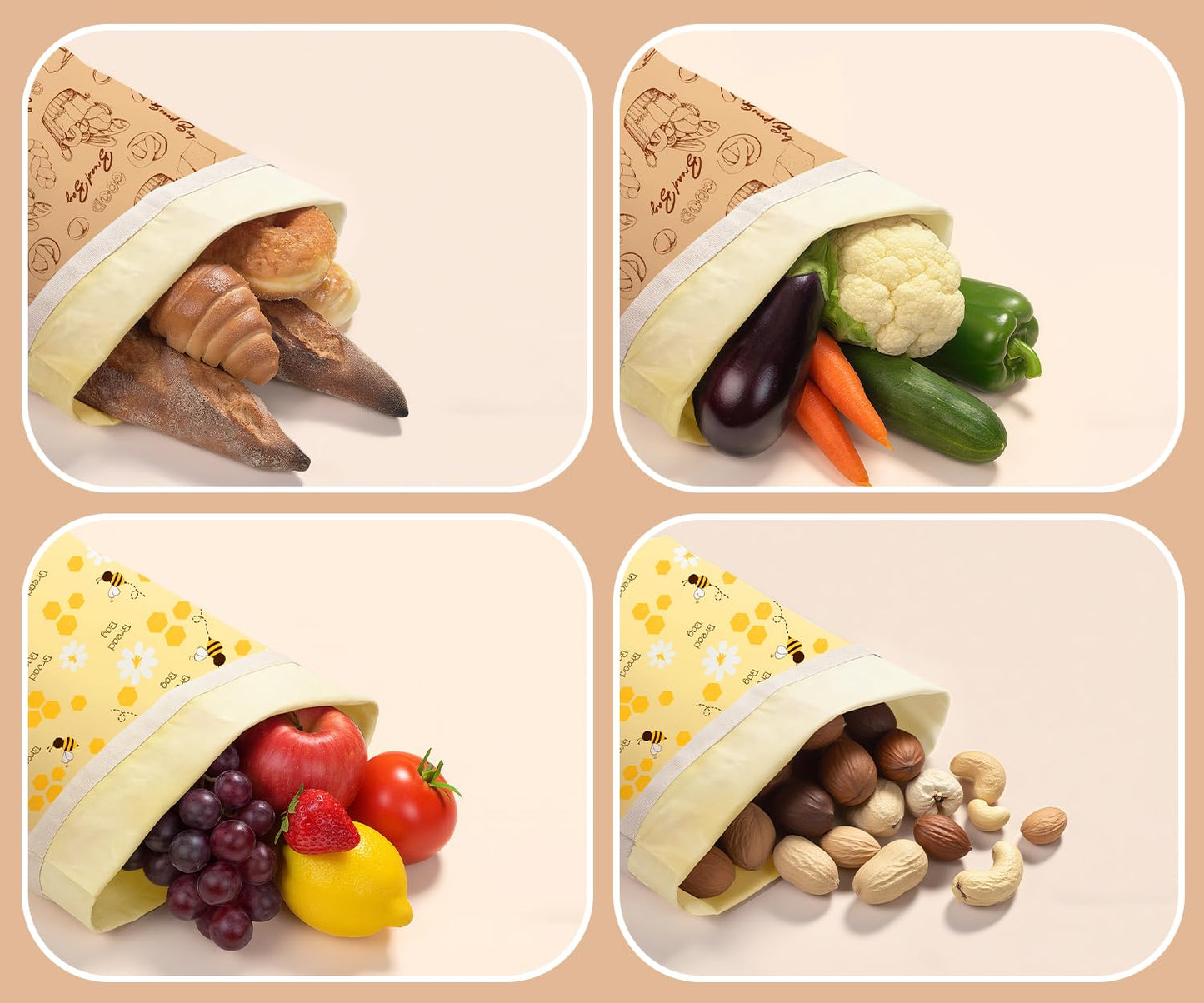 Aofmee Reusable Beeswax Bread Bags for Homemade Bread, 2 Pack Sourdough Bread Bags, XL Natural Cotton Beeswax Bag, Fresh Keeping Extra Large Bread Food Storage Bag for Gift Giving