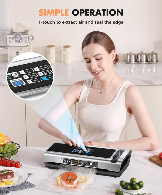 90KPa Portable Vacuum Sealer Machine for Food, One-Touch Open Lid, Detachable & Easy to Clean, Vertical Placement Saves Space, Powerful Suction for Freezer Bags & Food Storage