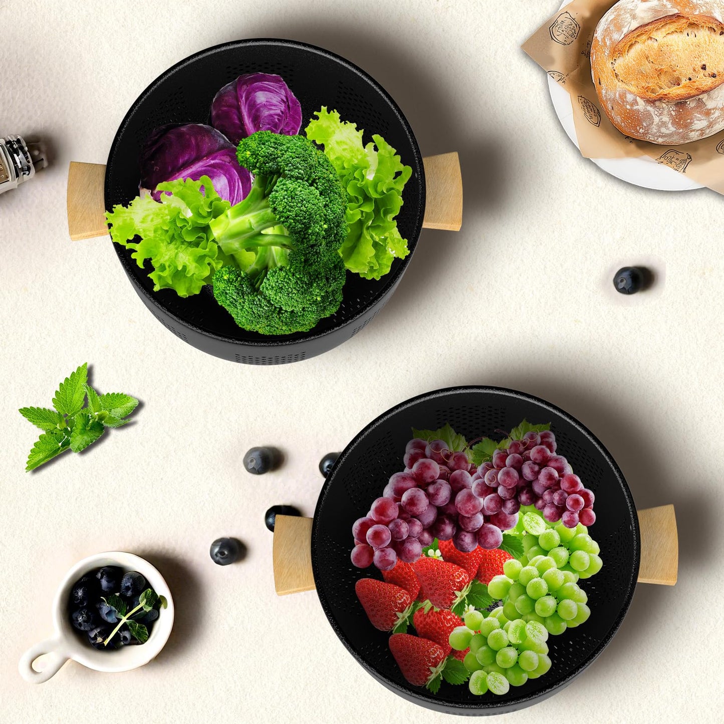 Over the Sink Colander - Strainers and Colanders - Stainless Steel Strainer - Expandable Sink Colander with Rubber Grip for Strain, Drain, Rinse Fruits, Vegetables, Home Kitchen Essentials