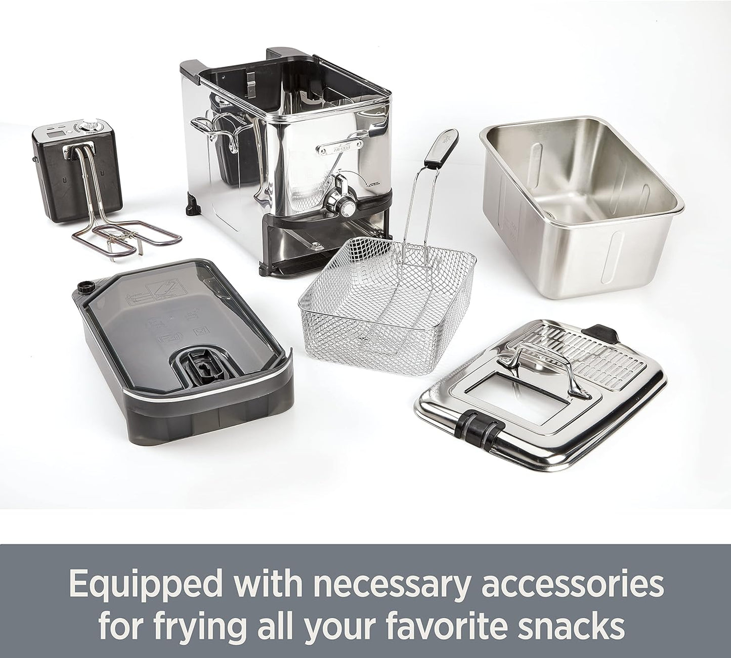 All-Clad Electric Deep Fryer with Basket and Lid, Stainless Steel Deep Fryer for Home Use, 1700W, Dishwasher Safe