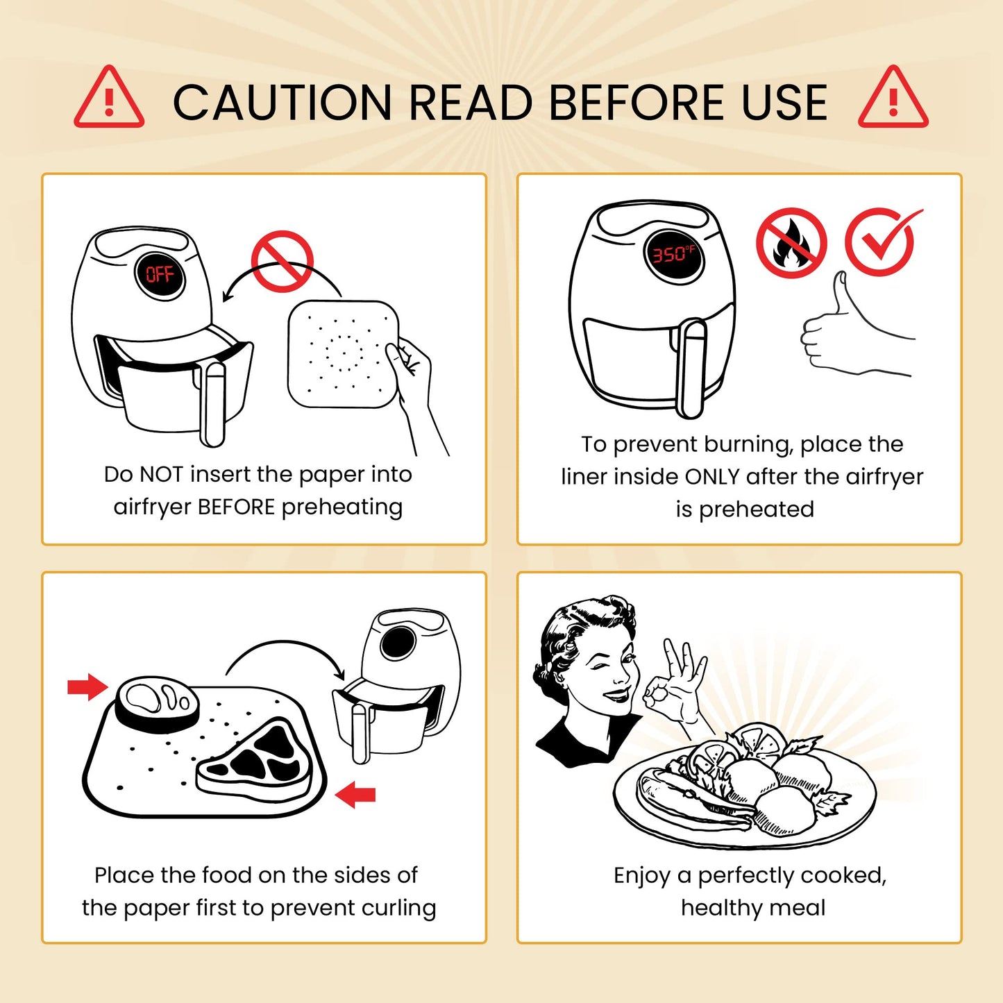 Bamboo Steamer Liner, 8.5" Air Fryer Parchment Paper Liners Sheets – 220pcs Unbleached Bamboo Steamer Basket Liners – Easy Cleanup, Will Not Burn or Curl, Non-Toxic & Volume Pack by Baker’s Signature