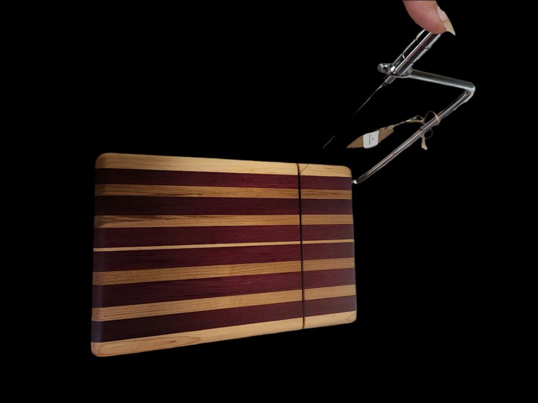 Cheese Slicer – Artisan Hard Maple & Purpleheart with Wire & Conditioner