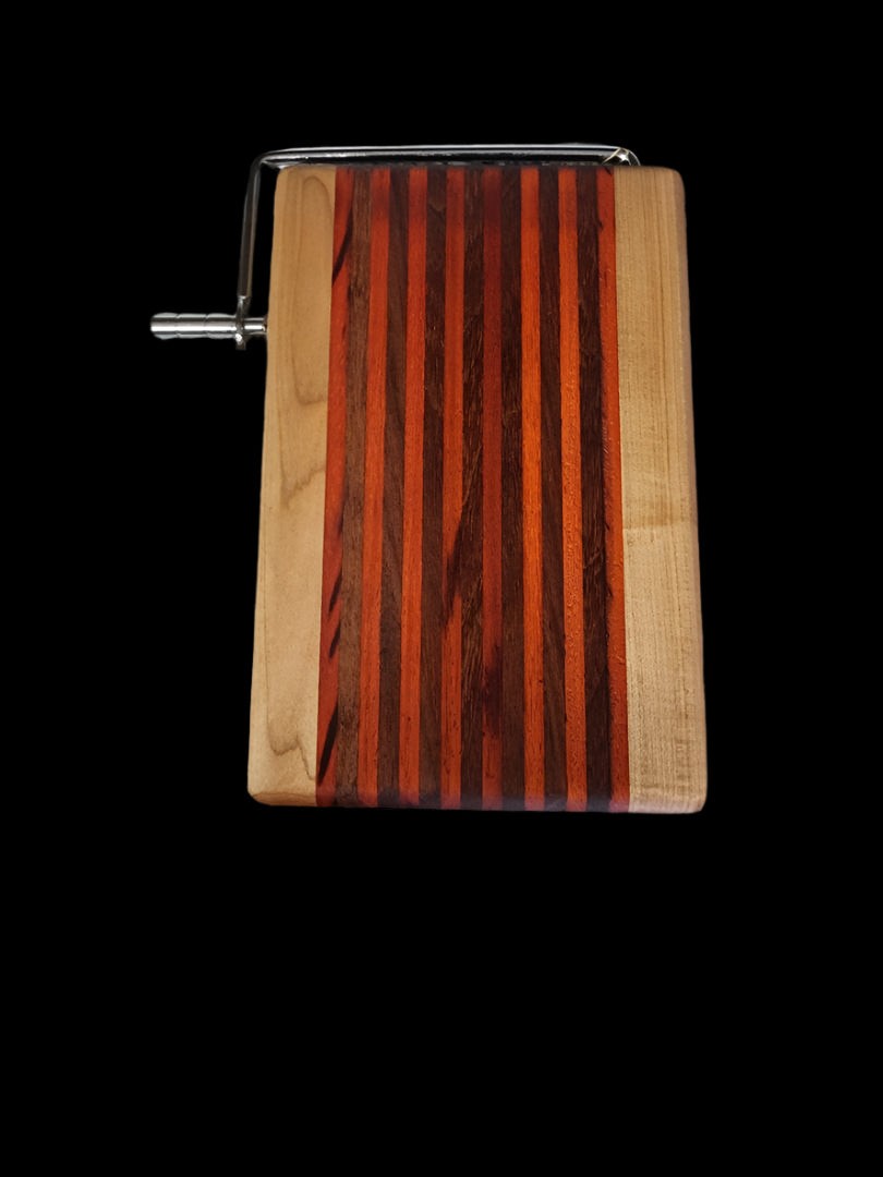 Cheese Slicer – Artisan Maple, Walnut & Padauk Hardwood, 6"x9"