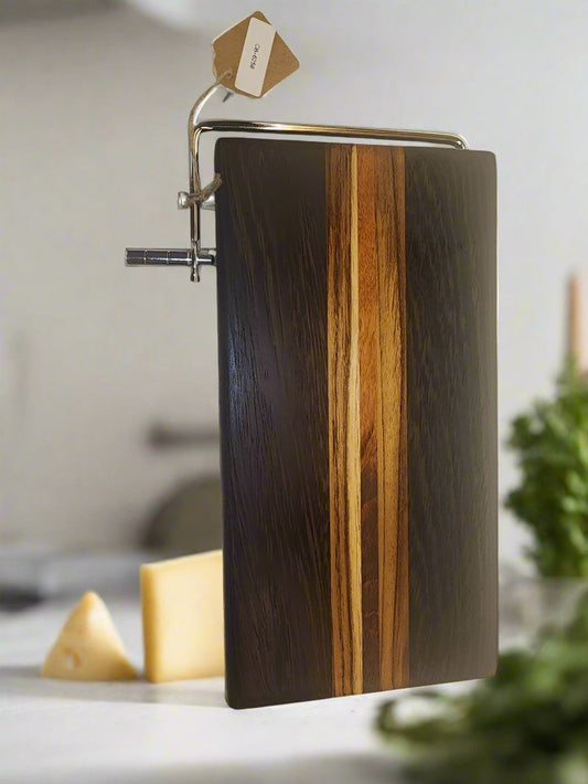 Cheese Slicer – Handcrafted Wenge, Teak & Tigerwood Design for Elegant Serving