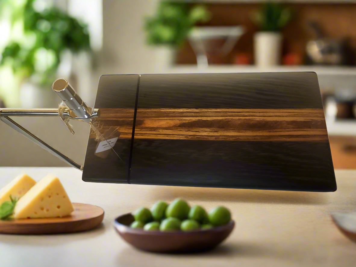 Cheese Slicer – Handcrafted Wenge, Teak & Tigerwood Design for Elegant Serving
