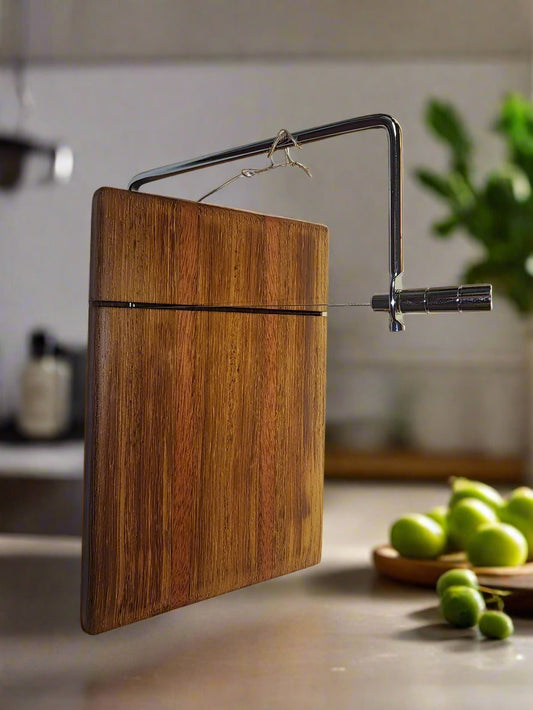 Cheese Slicer - Handcrafted African Teak & Mahogany Cheese Cutter, 6x9x1