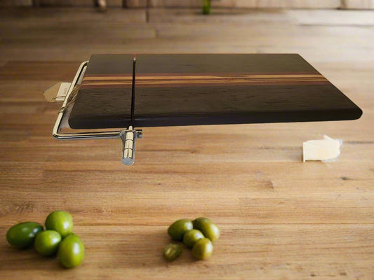 Cheese Slicer - Left-Handed 6"x11.5" Wenge & Purpleheart Handmade Cutter