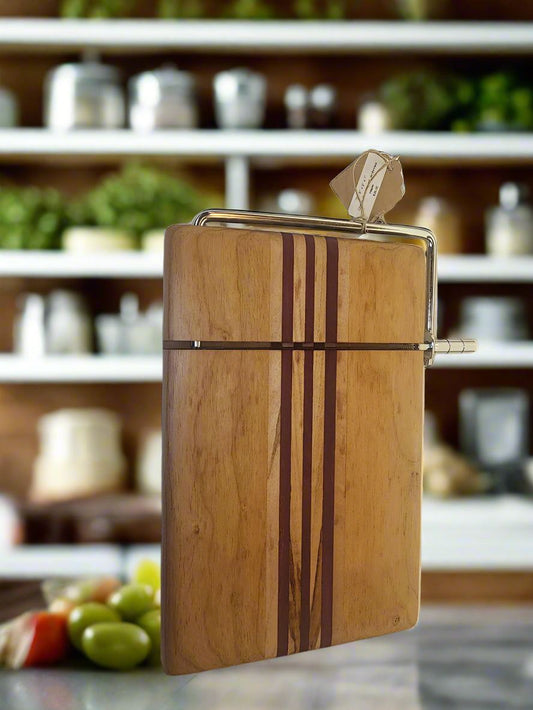 Cheese Slicer - Handcrafted Cherry, Purpleheart & Ambrosia Maple Board 6"x9"
