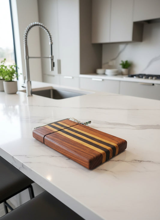 Handmade Cheese Slicer – Padauk, Canarywood & Wenge (6" x 9")