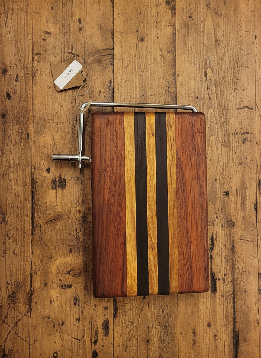 Handmade Cheese Slicer – Padauk, Canarywood & Wenge Hardwood (6" x 9")
