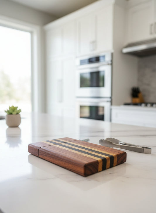 Handmade Cheese Slicer – Padauk, Canarywood & Wenge (6" x 9")