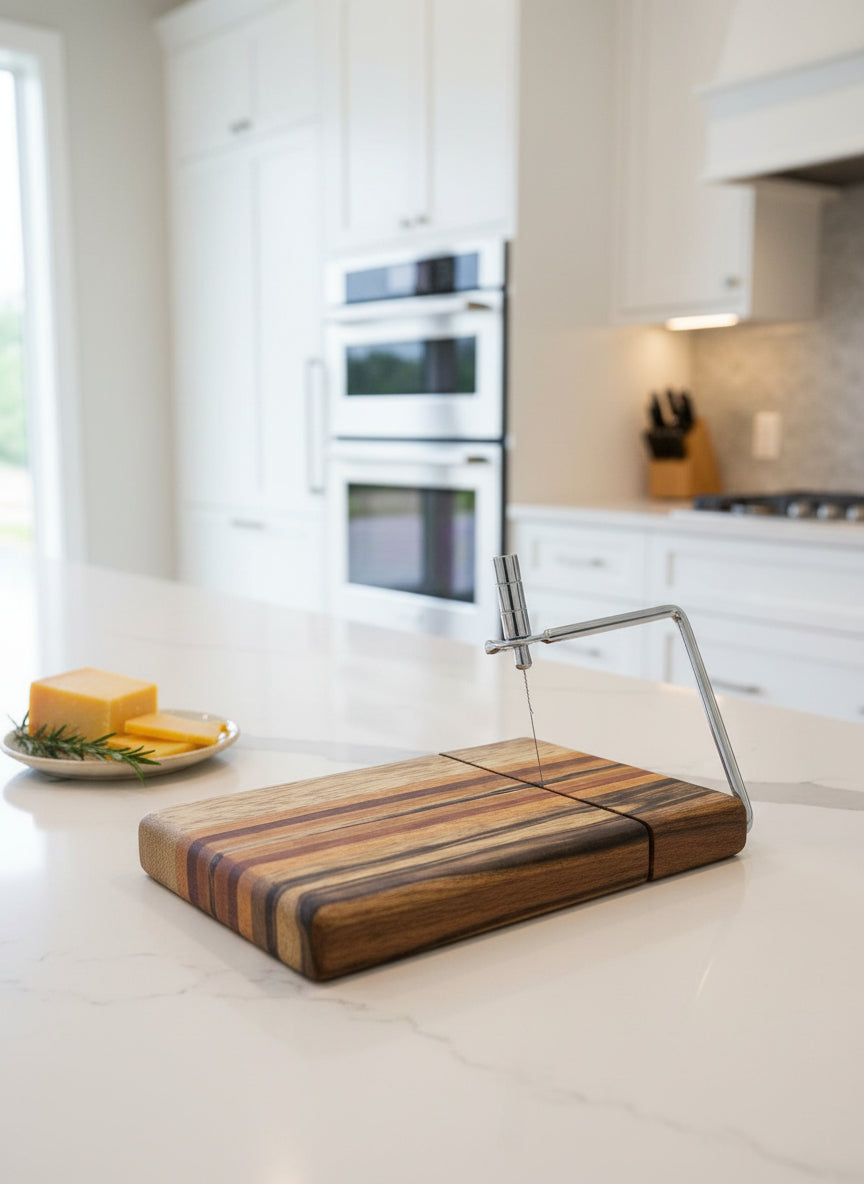 Handmade Cheese Slicer – Black Limba, Honduran Mahogany & Padauk (6" x 9" x 3/4")
