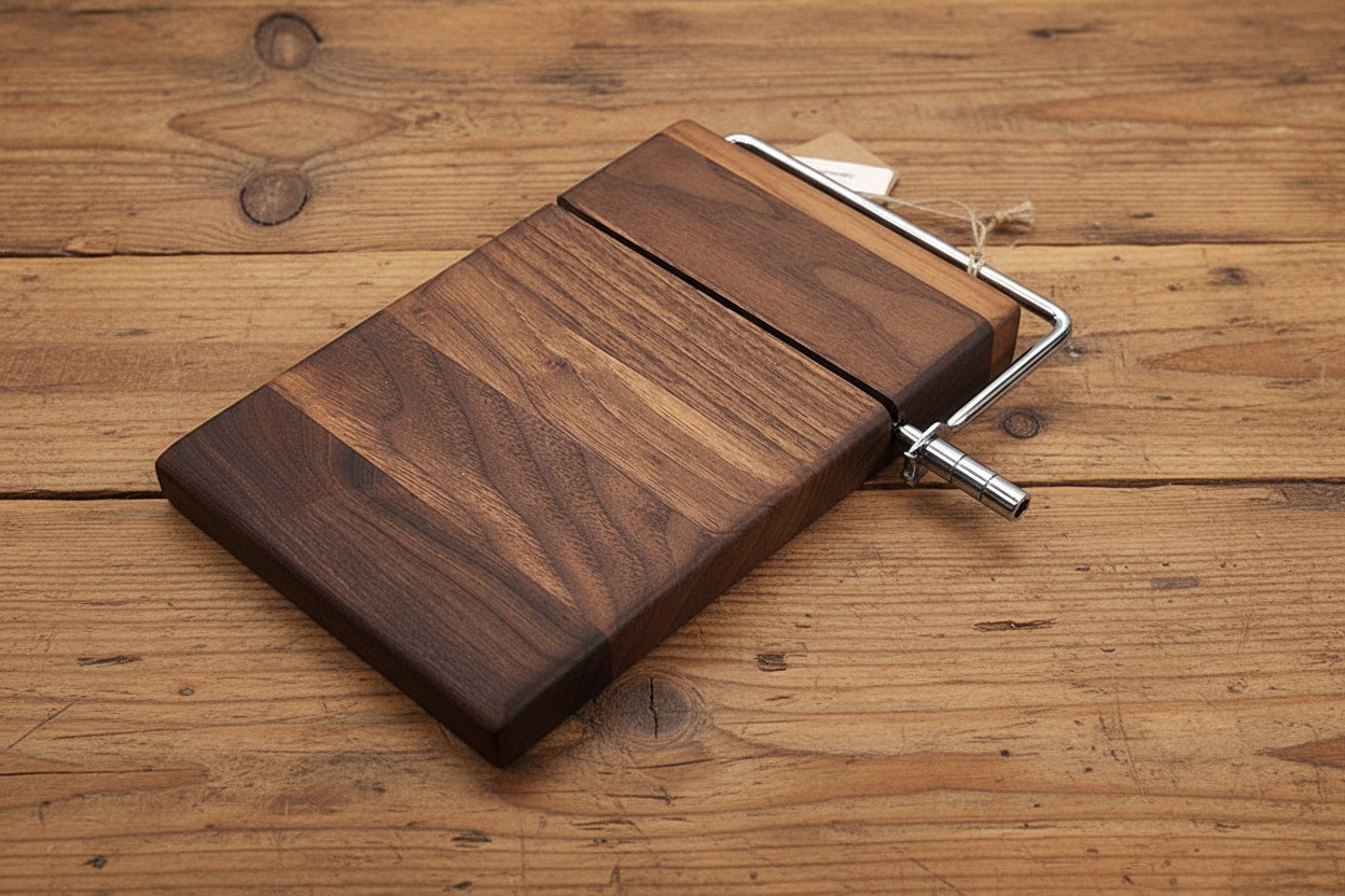 Black Walnut Cheese Slicer – 6x8x¾ with Stainless Steel Wire