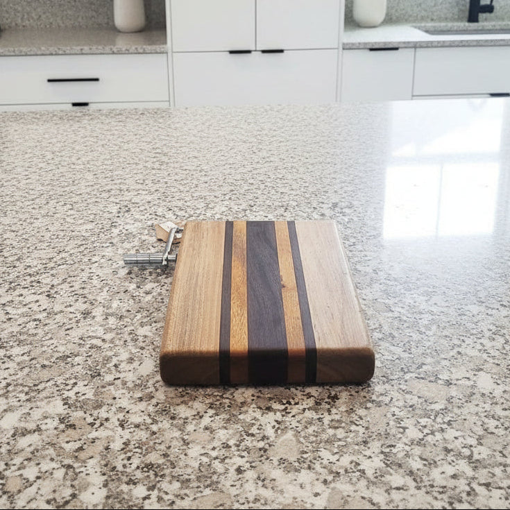 Ambrosia Maple, Canarywood & Wenge Cheese Slicer – 6x9x¾ with Stainless Steel Wire