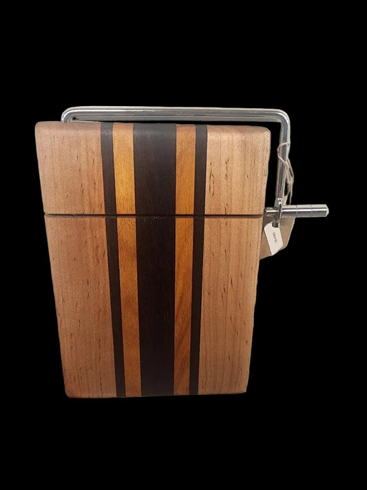 Ambrosia Maple, Canarywood & Wenge Cheese Slicer – 6x9x¾ with Stainless Steel Wire