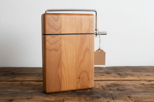 6 × 9 × 3/4" Cherry Cheese Slicer with Stainless Steel Wire