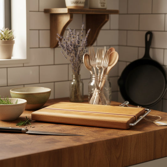 6 × 9 × 3/4" Cherry • Ambrosia Maple • Purpleheart Cheese Slicer