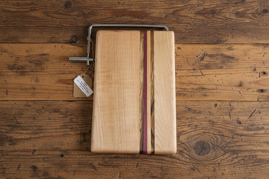 6 × 9 × 3/4" Cherry • Ambrosia Maple • Purpleheart • Black Limba Cheese Slicer