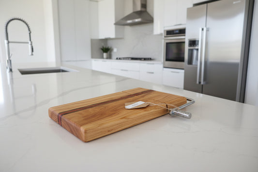 6 × 9 × 3/4" Cherry • Padauk • Black Limba Cheese Slicer