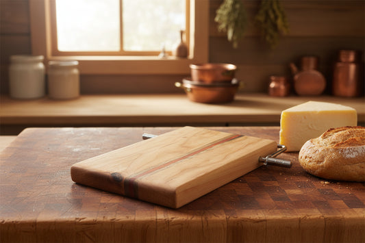 6 × 9 × 3/4" Cherry • Padauk • Black Limba Cheese Slicer