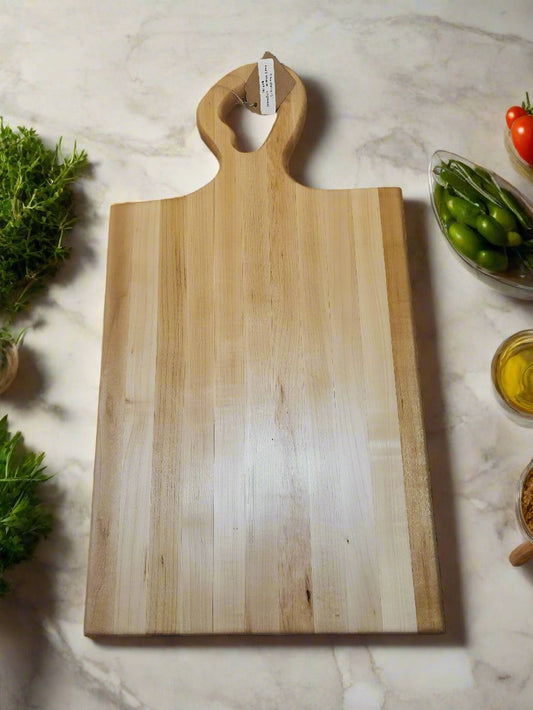 Engraved Hard Maple Cutting Board with Handle – 9.5 x 18 x 0.875"