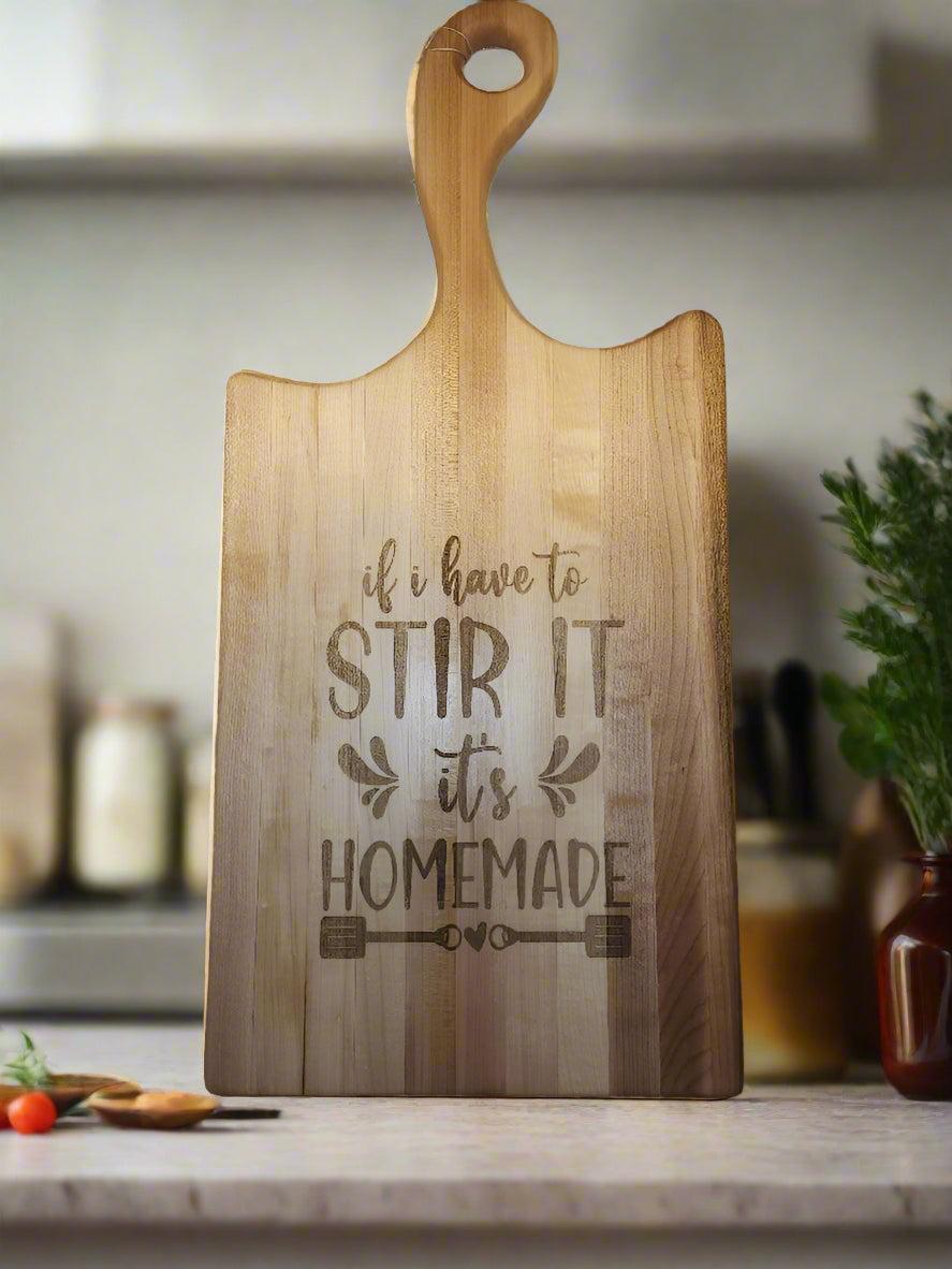 Engraved Hard Maple Cutting Board with Handle – 9.5 x 20 x 0.875"