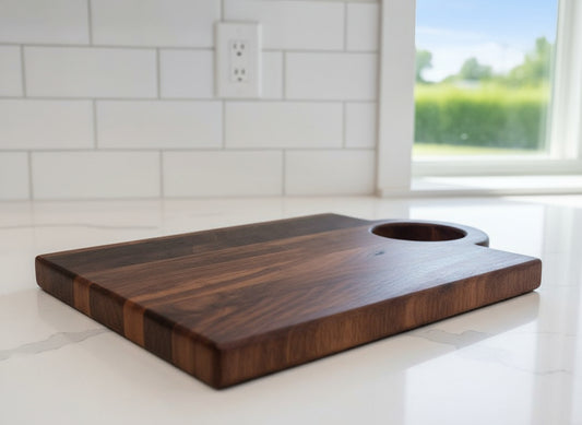 Engraved Black Walnut Cutting Board with Handle – Personalized Elegance Meets Everyday Utility