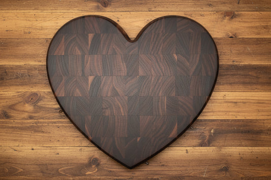 Black Walnut End Grain Heart‑Shaped Cutting Board – 12" x 1.5"