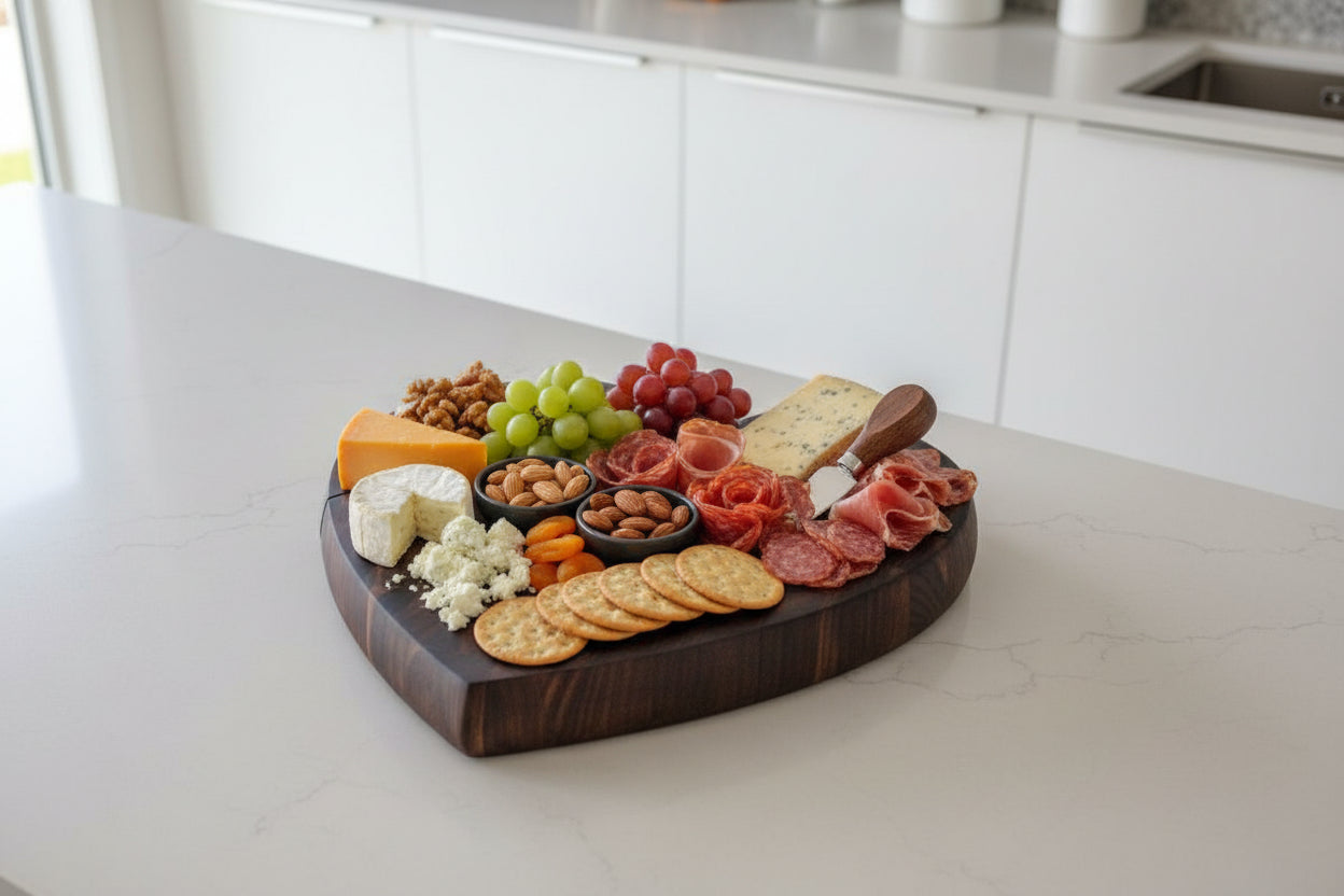 Black Walnut End Grain Heart‑Shaped Cutting Board – 12" x 1.5"