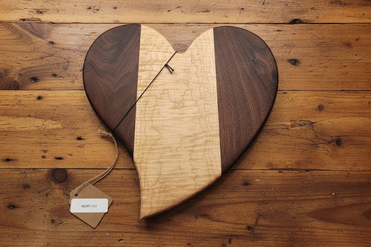 Curly Maple & Black Walnut Heart‑Shaped Cutting Board – 10" x 0.75"