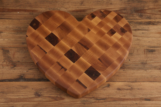 Hard Maple End Grain Heart‑Shaped Cutting Board – 10" x 1.5"
