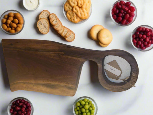Black Walnut Live Edge Charcuterie Board – 7"x12"x⅞" (17.5" Total)