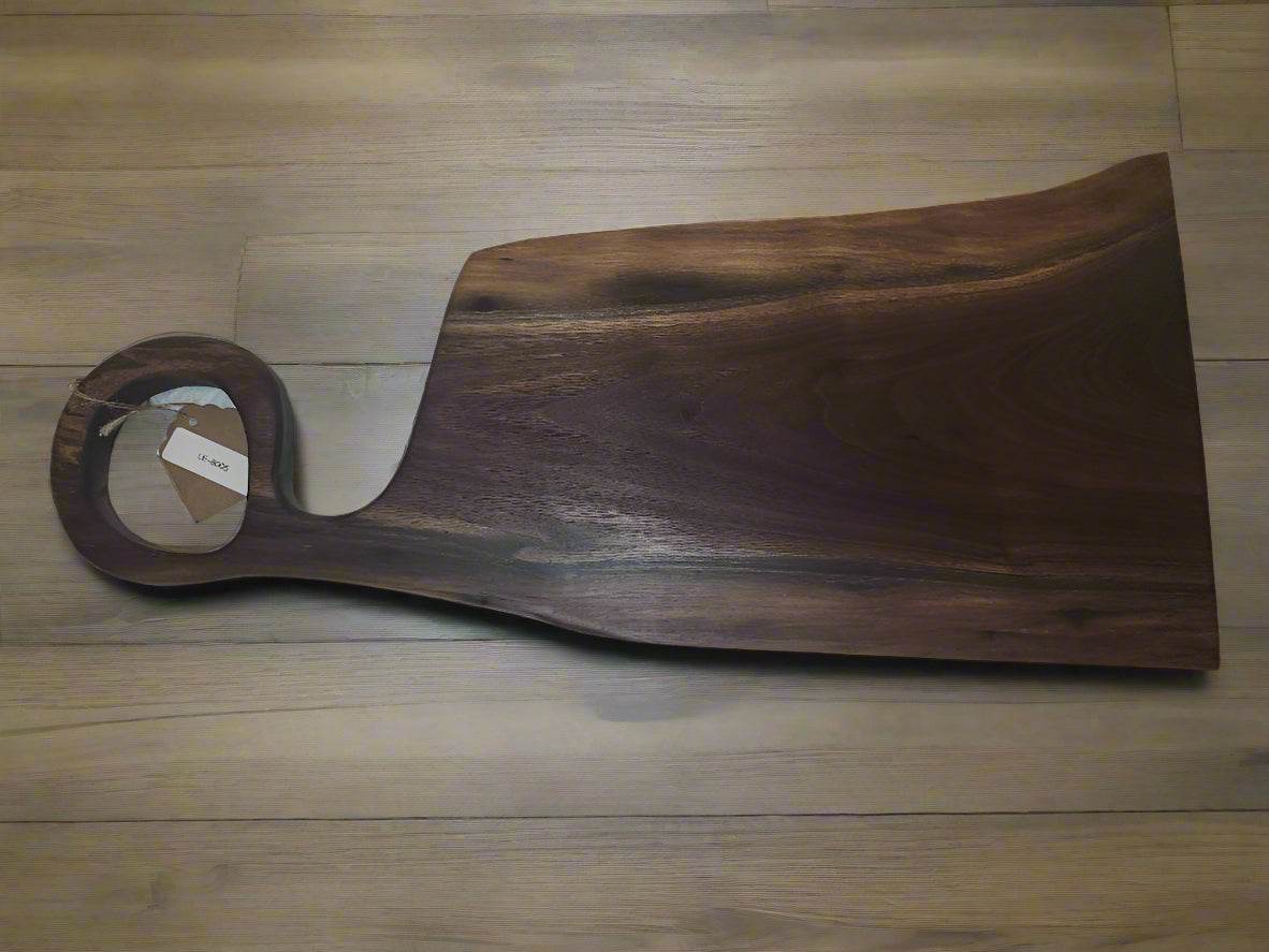 Black Walnut Live Edge Charcuterie Board – 7"x12"x⅞" (17.5" Total)