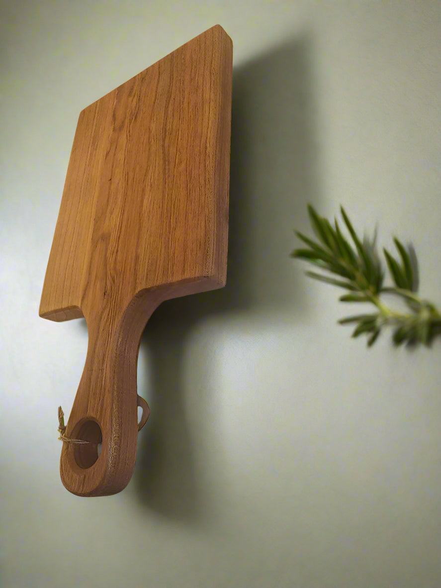 Cutting Board - Mini Cherry Hardwood with Handle, 6"x7.5", Handcrafted