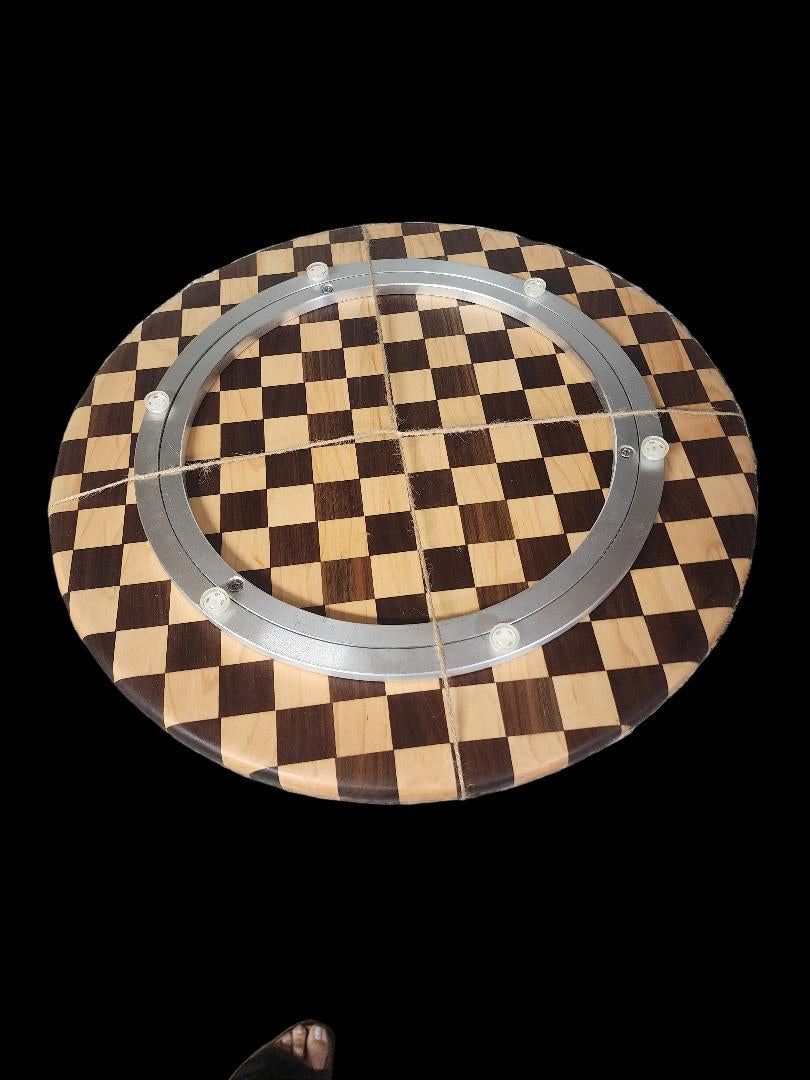 Wooden Lazy Susan - Handmade 16-inch Black Walnut & Maple Turntable