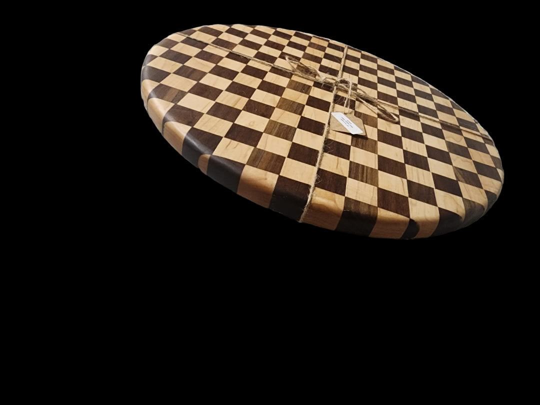 Wooden Lazy Susan - Handmade 16-inch Black Walnut & Maple Turntable