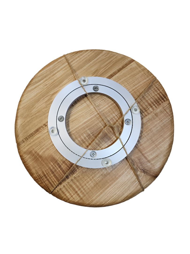 Handcrafted 10-incHandcrafted 10" Curly Maple Lazy Susan Organizer with natural grain pattern.h curly maple lazy Susan with silent rotation and artisanal finish.