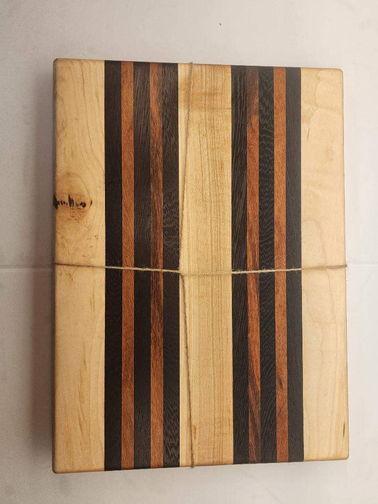 Bread Board - Handcrafted Maple, Tigerwood & Wenge 9x13" with Bold Style