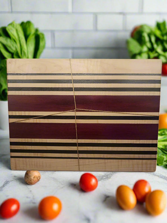 Cutting Board - Handcrafted Maple, Purpleheart & Wenge for Stylish Kitchen Use