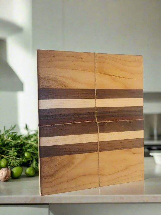 Cutting Board – 9"x11" Handcrafted Cherry, Walnut, Maple & Padauk