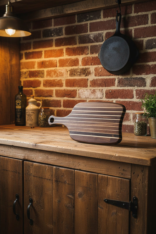 Handcrafted Black Walnut & Maple Cutting Board — 7.5x15x1.25" with Handle