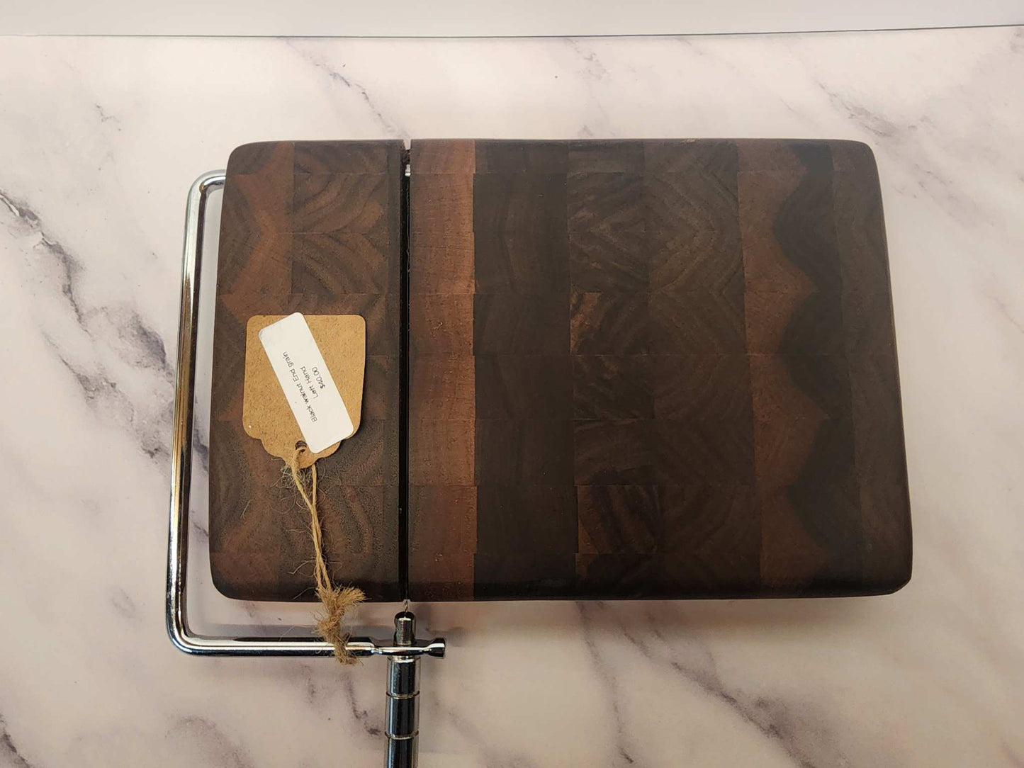 Left-Handed Black Walnut End Grain Cheese Slicer – 5.5"x8"x¾" | Durable, Handcrafted Elegance