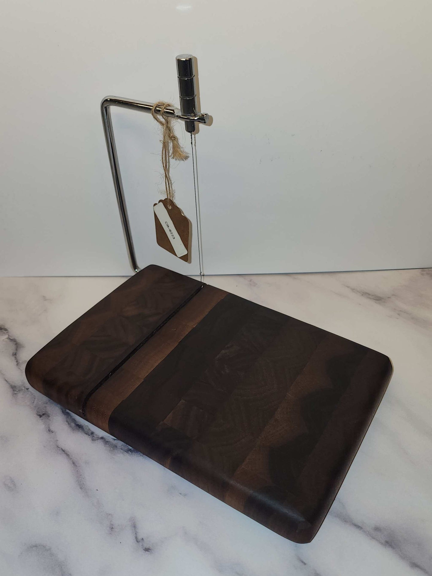 Left-Handed Black Walnut End Grain Cheese Slicer – 5.5"x8"x¾" | Durable, Handcrafted Elegance